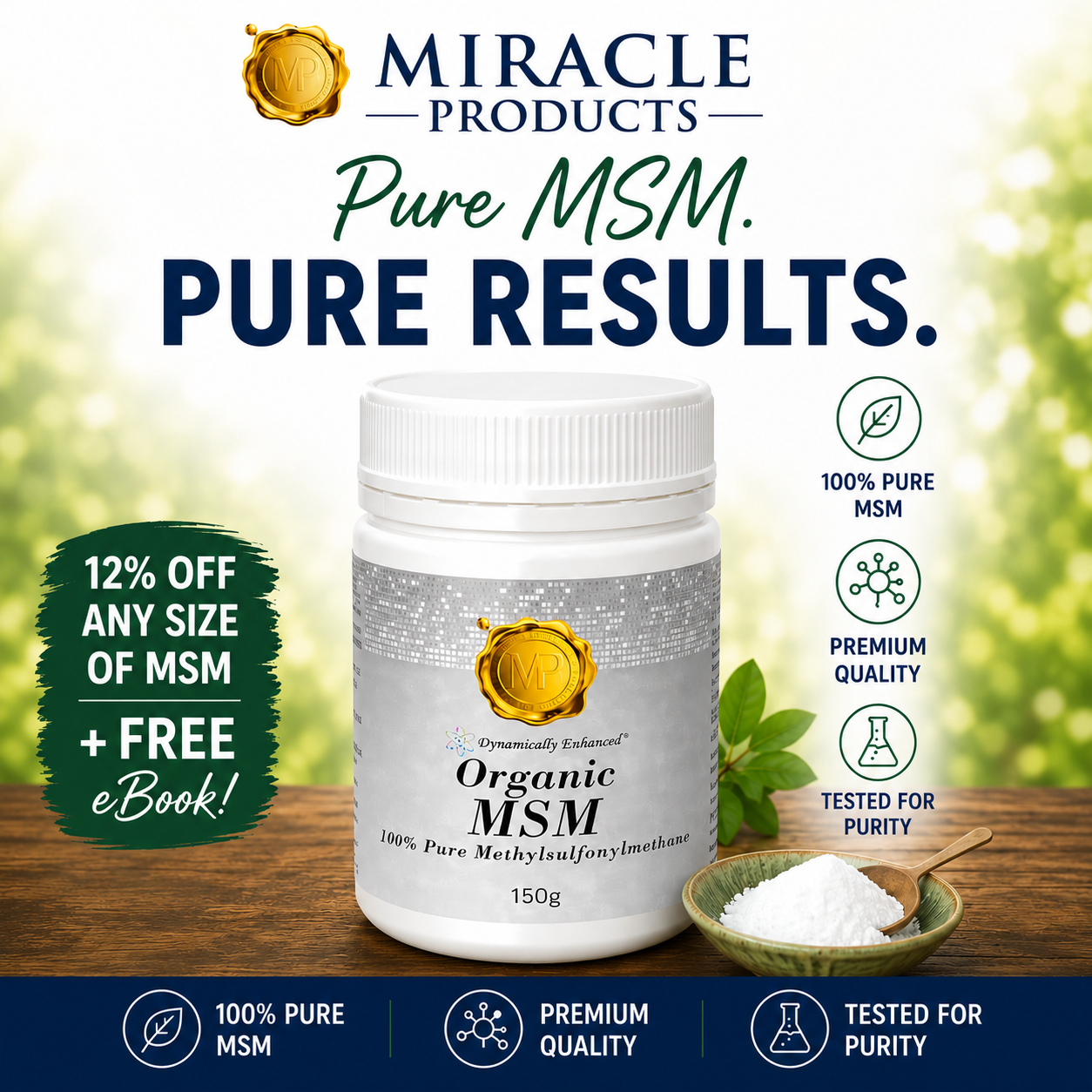 MSM Organic Sulphur Powder Crystals