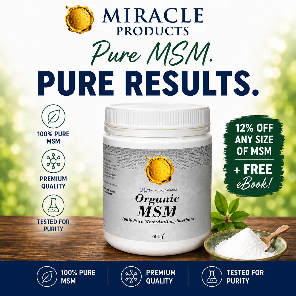 MSM Organic Sulphur Powder Crystals