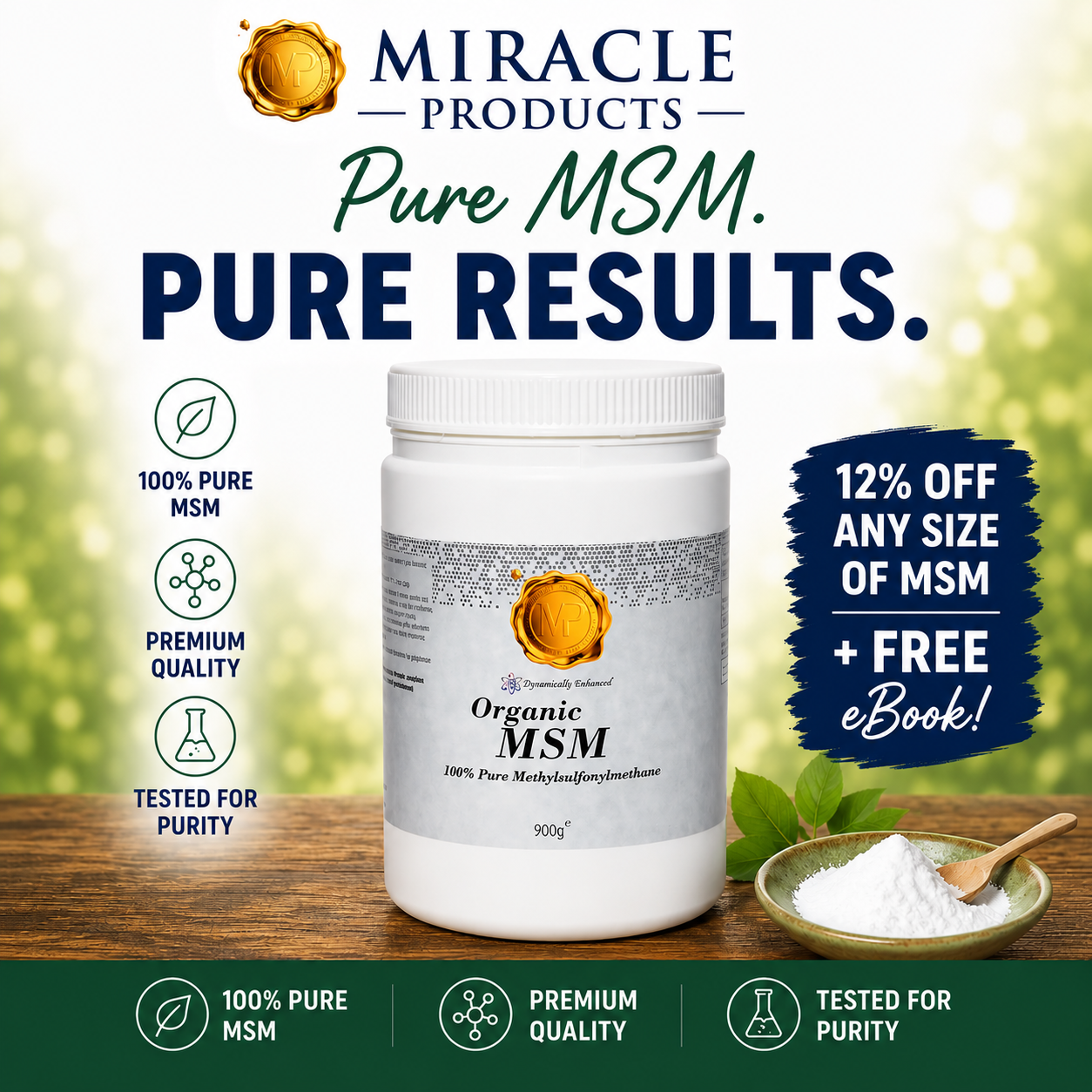MSM Organic Sulphur Powder Crystals